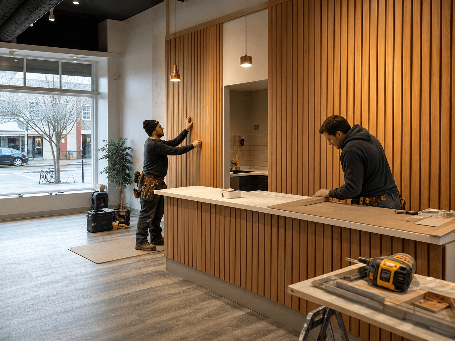 Commercial retail tenant improvement with new flooring and finishes